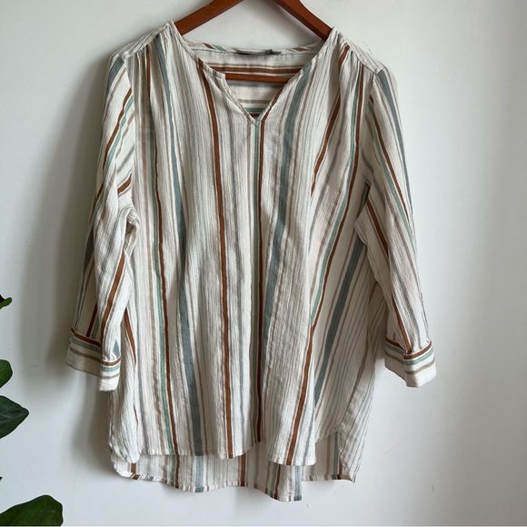 FRANSA Fanadja Blouse Cotton 3/4 Sleeves V Neck Size XL - Picture 7 of 15